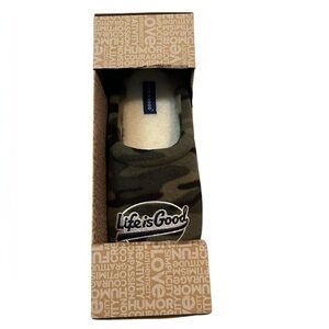 Life Is Good Men’s Size 12‎ Camo Green Black Slip-On Indoor Outdoor Slippers New